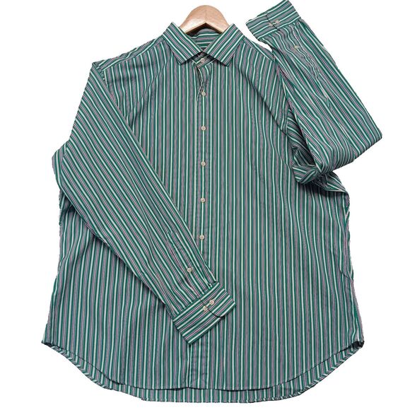Polo Ralph Lauren Regent Classic Fit Size XXL 18 Green Blue Button Up Shirt - Picture 1 of 8